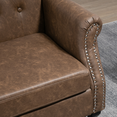 Chesterfield-style Wing Back Armchair Tufted Accent Chair Brown