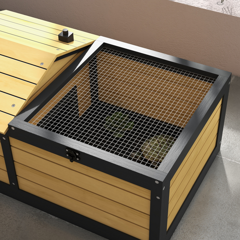Wooden Tortoise House, Small Pet Reptile with Hide Shelter Den and Run