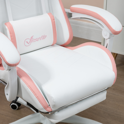 Racing Style Gaming Chair with Reclining Function Footrest, Pink