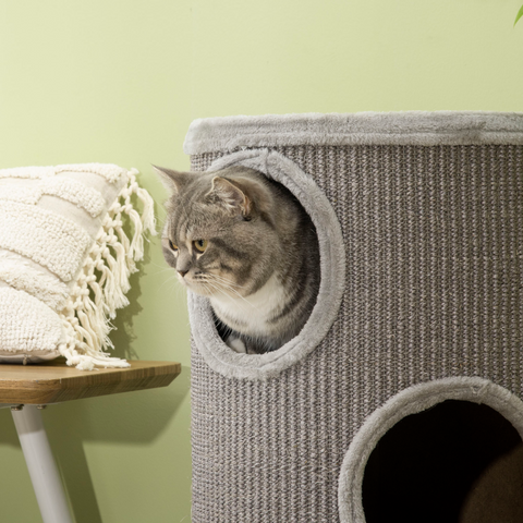 Cat Barrel Kitten Tree Tower for Indoor Cats, Covered with Sisal, Cosy Platform