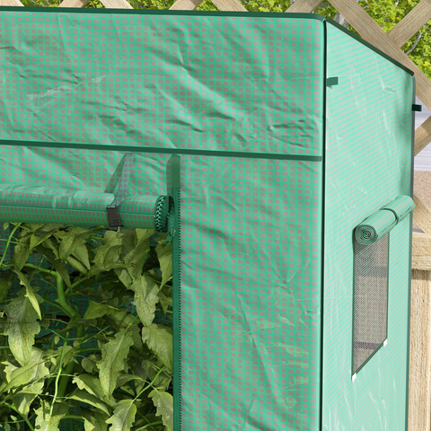 Outsunny Walk-in Garden Green House with Large Roll-up Door and 2 Mesh Windows