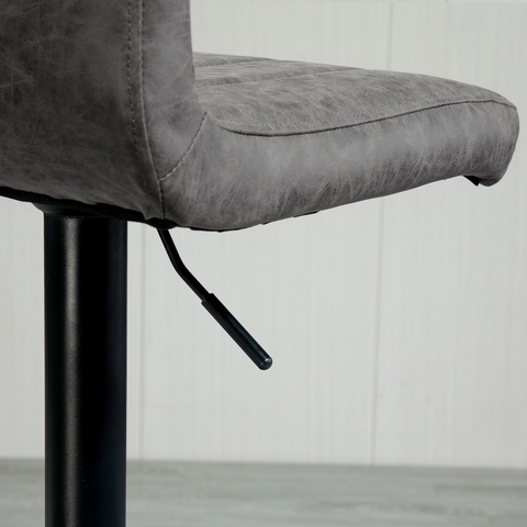Barstools Set of 2 Adjustable Height Bar Chairs with Footrest, Grey