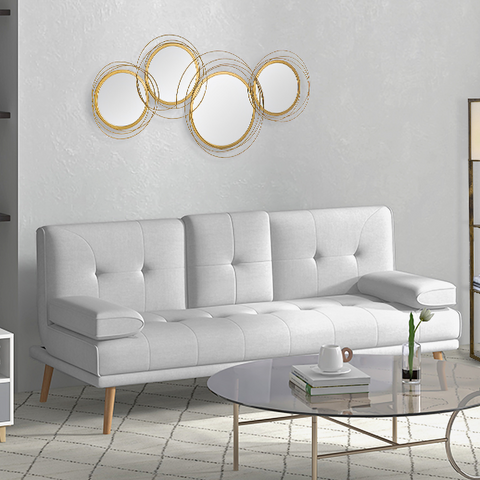 Metal Wall Art Decorative Mirror Decor Modern Wall Sculpture, Gold