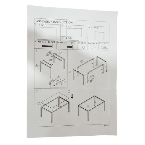 Simple Assembled Tempered Glass & Iron Dinner Table Black(Replacement code: 13028197-55761004)