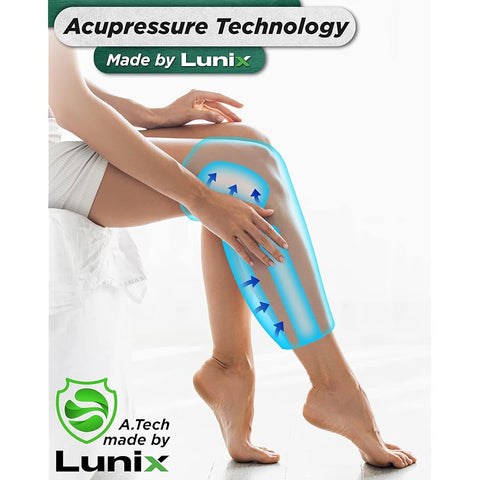 Lunix LX4 Knee Massager with Heat and Compression Rechargeable Thigh Calf and Knee with Cold or Heat Therapy Knee Wrap Brace Leg Heating Pad Black
