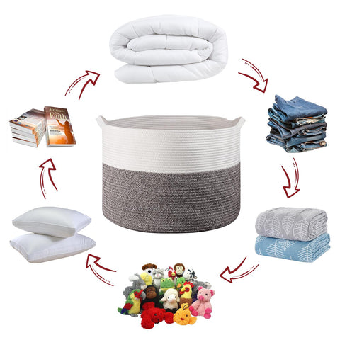 LAUNDRY BASKET WHITE & NATURAL 1010284