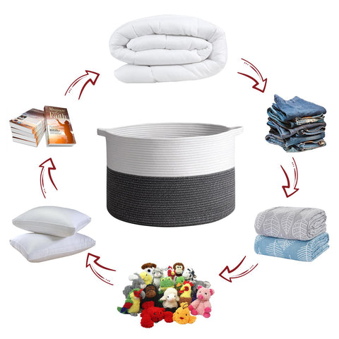 LAUNDRY BASKET WHITE & D GREY 1010286