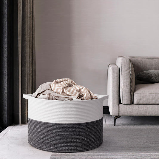 LAUNDRY BASKET WHITE & D GREY 1010286