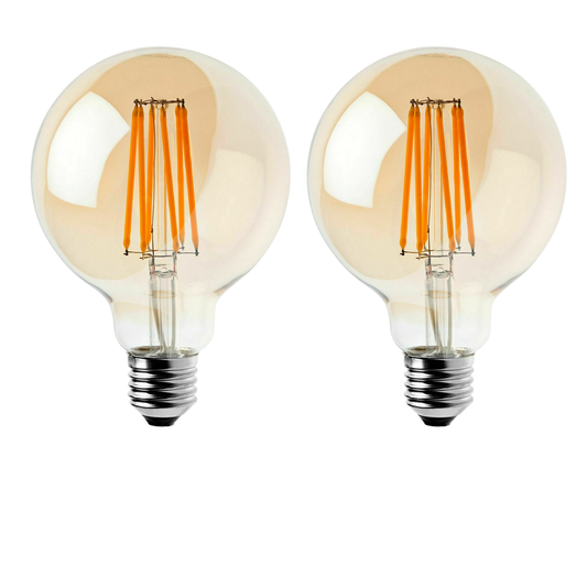 2Pack E27 LED Edison Dimmable Vintage Amber Glass Warm white 2700K Light Bulbs