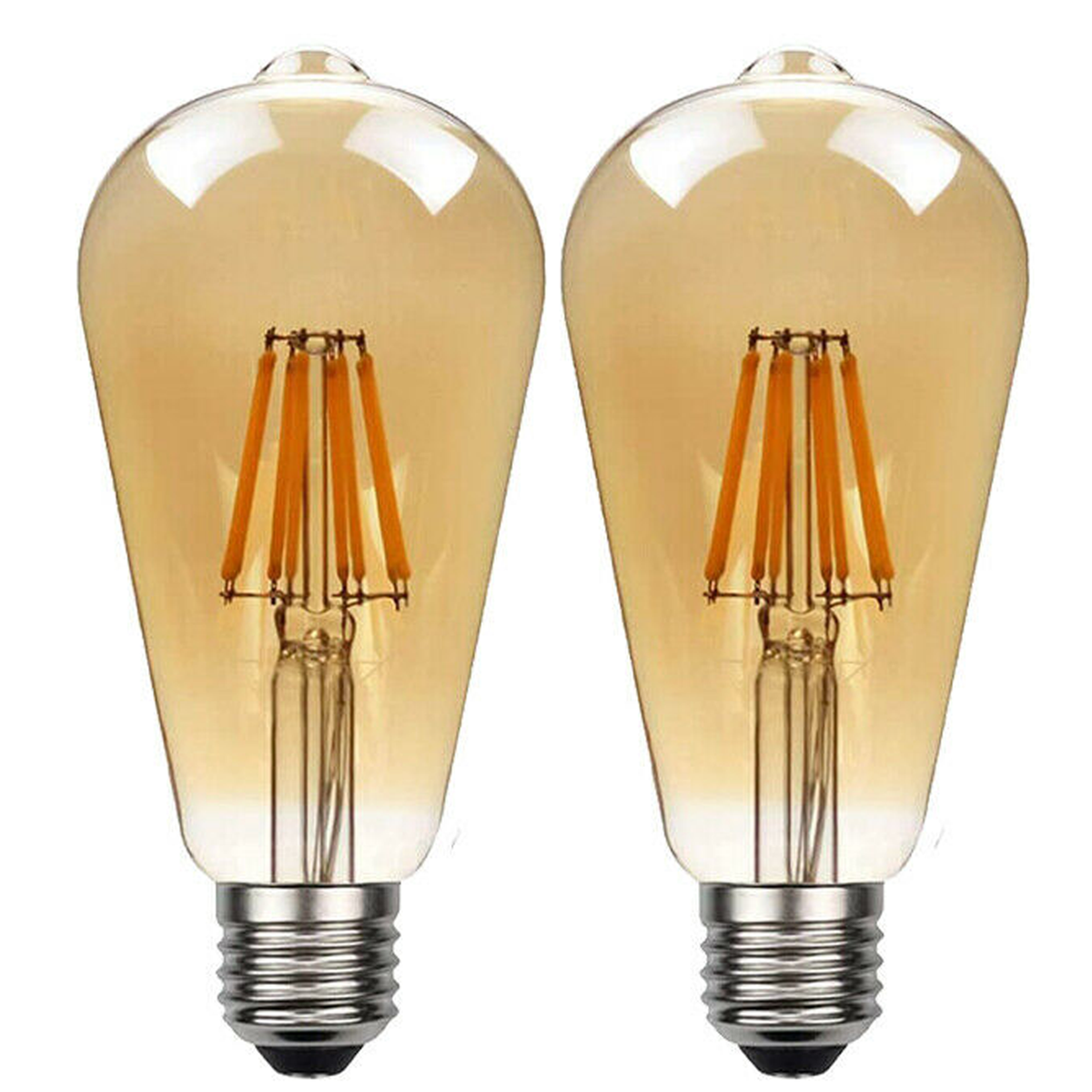 2Pack E27 LED Edison Dimmable Vintage Amber Glass Warm white 2700K Light Bulb