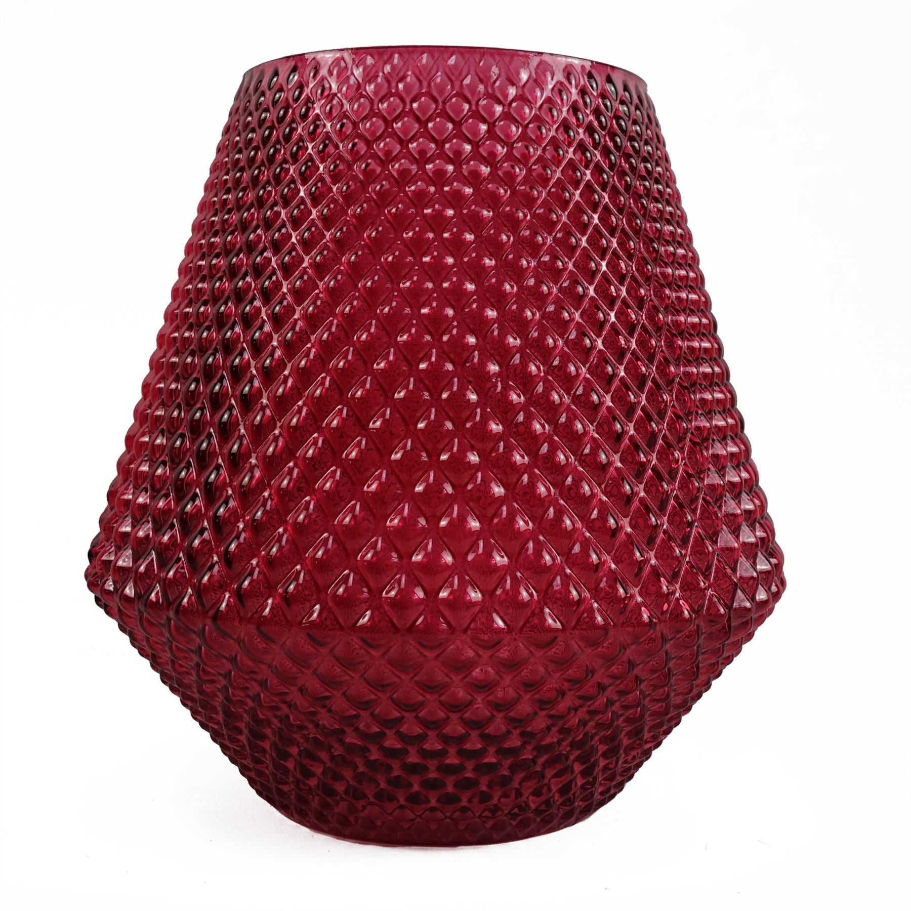 Red textured vase on a white background