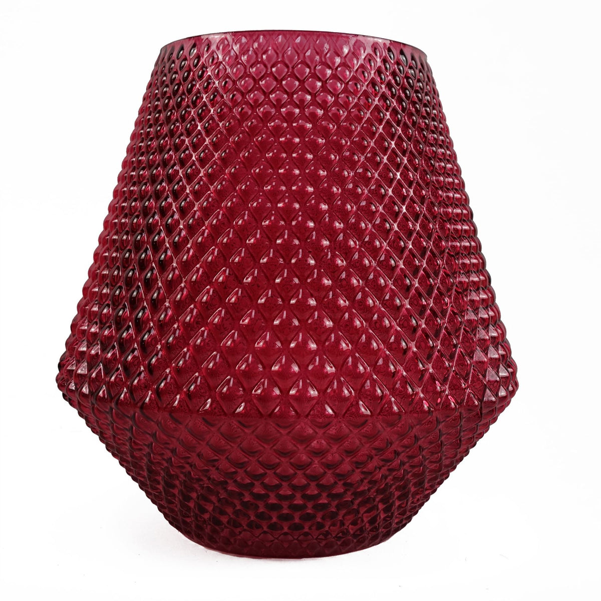 Red textured vase on a white background
