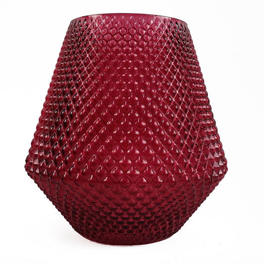 Red textured vase on a white background