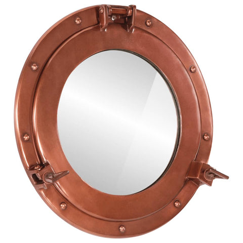 Porthole Mirror Wall Hanging Ø38 cm Aluminium and Glass
