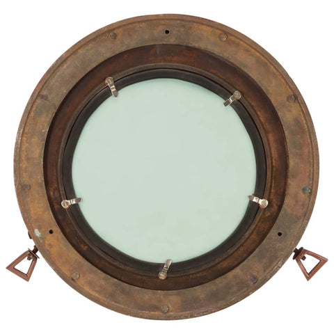 Porthole Mirror Wall Hanging Ø38 cm Aluminium and Glass