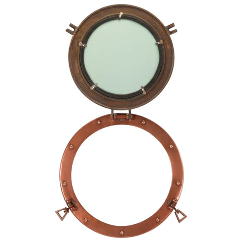 Porthole Mirror Wall Hanging Ø38 cm Aluminium and Glass