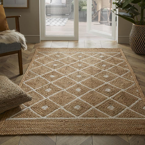 Prestbury Diamond Handbraided 120x170cm Natural Rug