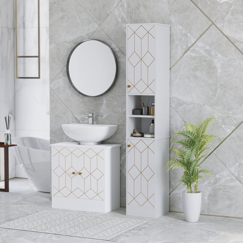 Slim Bathroom Storage Unit, Bathroom Cabinet with Doors, White