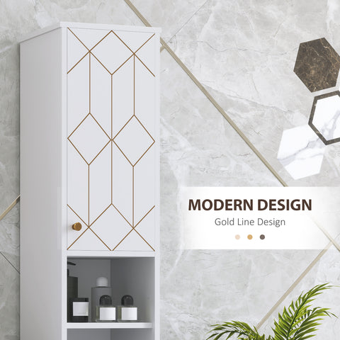 Slim Bathroom Storage Unit, Bathroom Cabinet with Doors, White