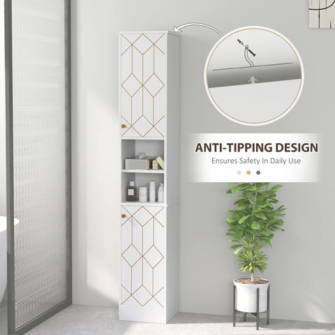 Slim Bathroom Storage Unit, Bathroom Cabinet with Doors, White