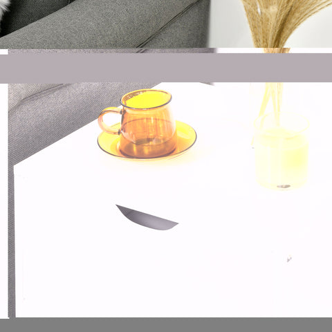 Elegant White Nightstand with Two Drawers and Natural Wood Legs