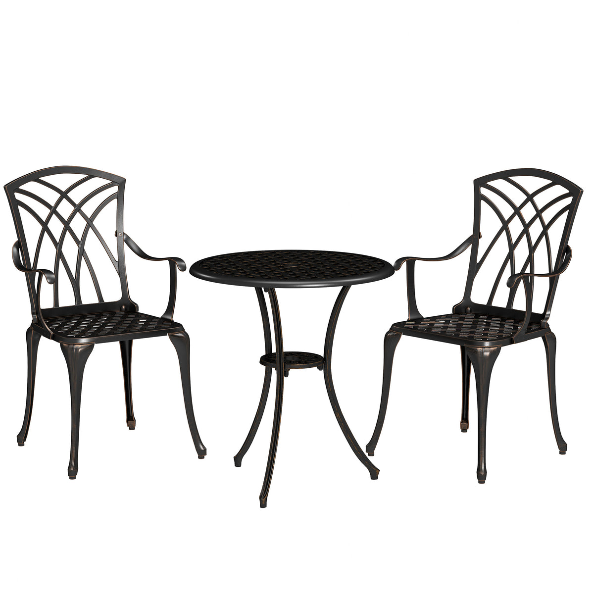 Garden Bistro Set, 3 PCs, Outdoor Garden Furniture Set with Umbrella Hole