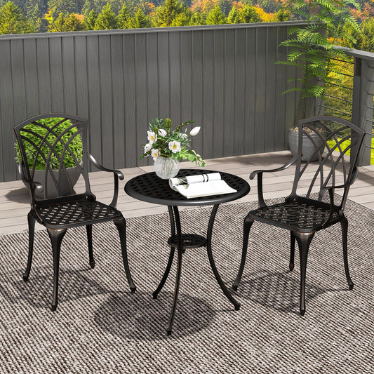 Garden Bistro Set, 3 PCs, Outdoor Garden Furniture Set with Umbrella Hole