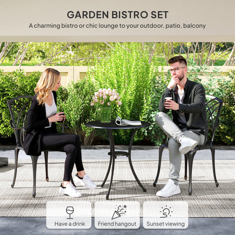 Garden Bistro Set, 3 PCs, Outdoor Garden Furniture Set with Umbrella Hole