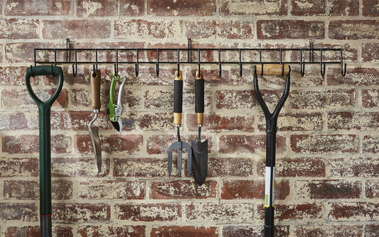 Extended Black Powder-Coated Tool Rack for Maximum Garage Organization