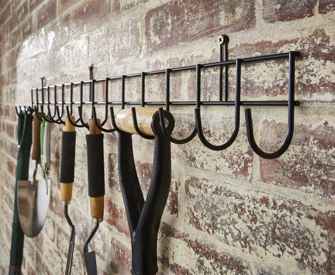 Extended Black Powder-Coated Tool Rack for Maximum Garage Organization