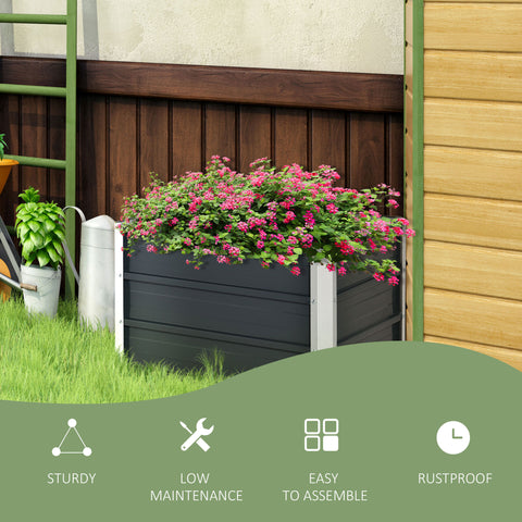 Raised Garden Bed, Elevated Planter Box & Gloves, Grey