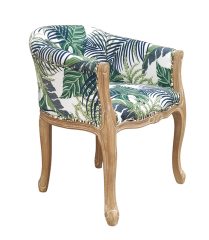 Palm Leaf or Cream Linen Tub Chair – Modern Accent Armchair with Beech Wood Frame, Mid-Century Barrel Design, Comfortable & Stylish Seating for Living Room, Office, or Hallway Décor (Green)