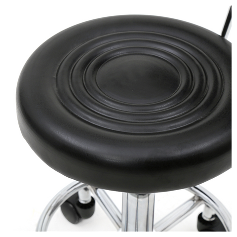 Round Shape Adjustable Salon Stool with Back and Line Black