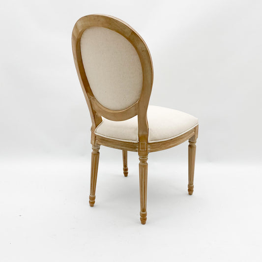 94CM CREAM LINEN FABRIC LOUIS ARMCHAIR