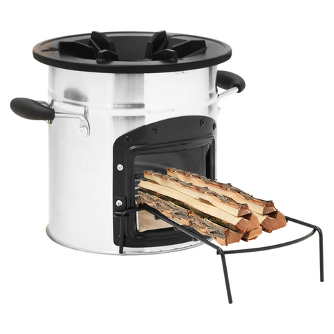 Camping Wood Stove Silver 45.5x33x25.5 cm Stainless Steel