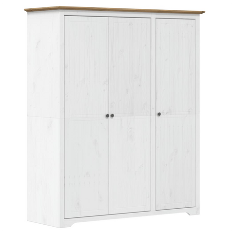 vidaXL Wardrobe BODO White and Brown 151.5x52x176.5cm Solid Wood Pine