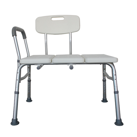 Medical Bathroom Safety Shower Tub Aluminium Alloy Bath Chair Transfer Bench with Wide Seat & Padded Handle White