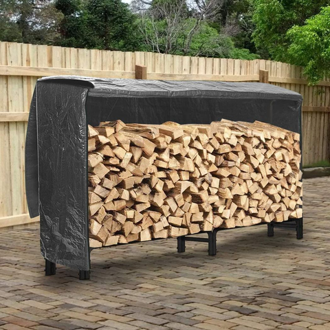 Neo 240cm Outdoor Metal Log Holder Storage Rack with Cover