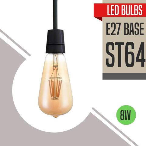 2Pack E27 LED Edison Dimmable Vintage Amber Glass Warm white 2700K Light Bulb