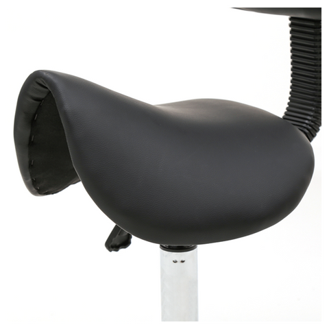 Saddle Shape Adjustable Salon Stool with Back Black