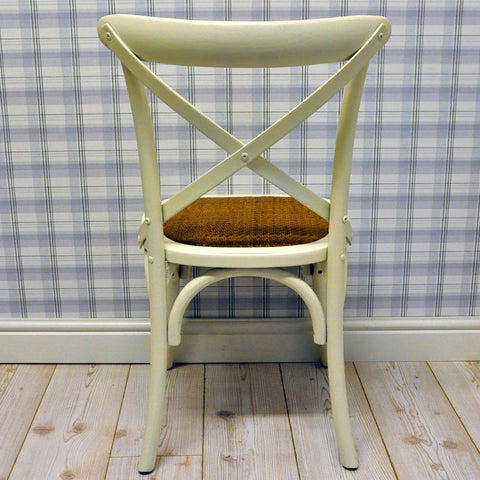 WHITE FRENCH CROSS BACK CHAIR L46 x W49 x H88 cm