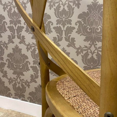 NATURAL FRENCH CROSS BACK CHAIR L46 x W49 x H88 cm