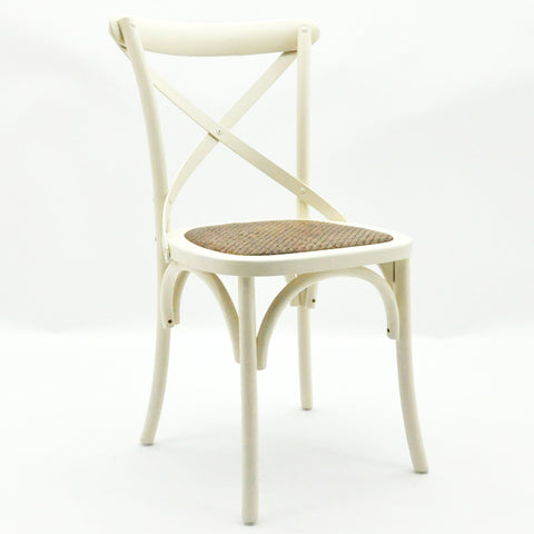 WHITE FRENCH CROSS BACK CHAIR L46 x W49 x H88 cm