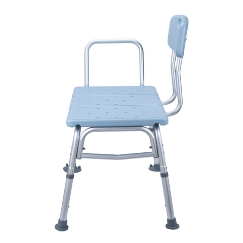 Medical Bathroom Safety Shower Tub Aluminium Alloy Bath Chair Transfer Bench with Back & Handle Blue