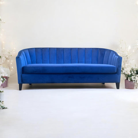 189CM 3 SEATER BLUE VELVET SOFA