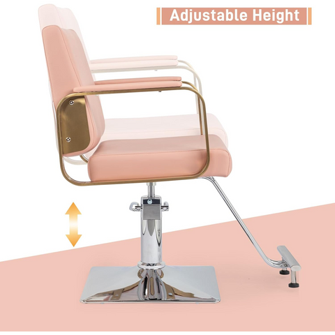 Salon Chair Styling Barber Chair, Beauty Salon Spa Equipment with Heavy Duty Hydraulic Pump, Adjustable Height & 360° Swivel for Barber Shop Hair Stylist, Max Load 330 lbs(Pink)