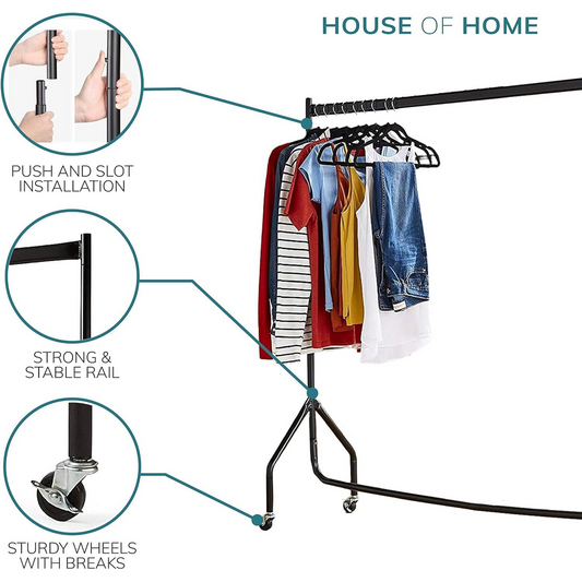 Extra Heavy Duty 6ft Long x 5ft Tall Clothes Rail In Black
