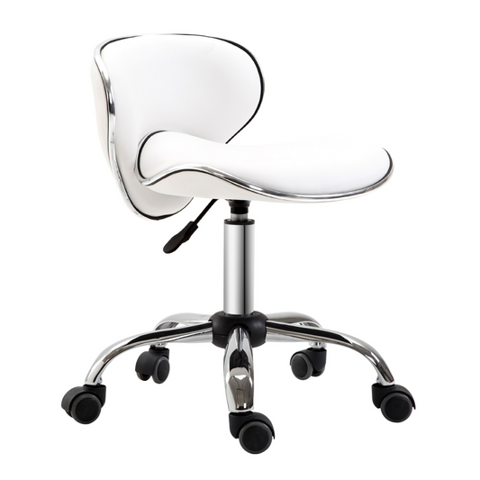 Office Chair Beauty Salon Rolling Technician Stool Chair Low Back White HOMCOM