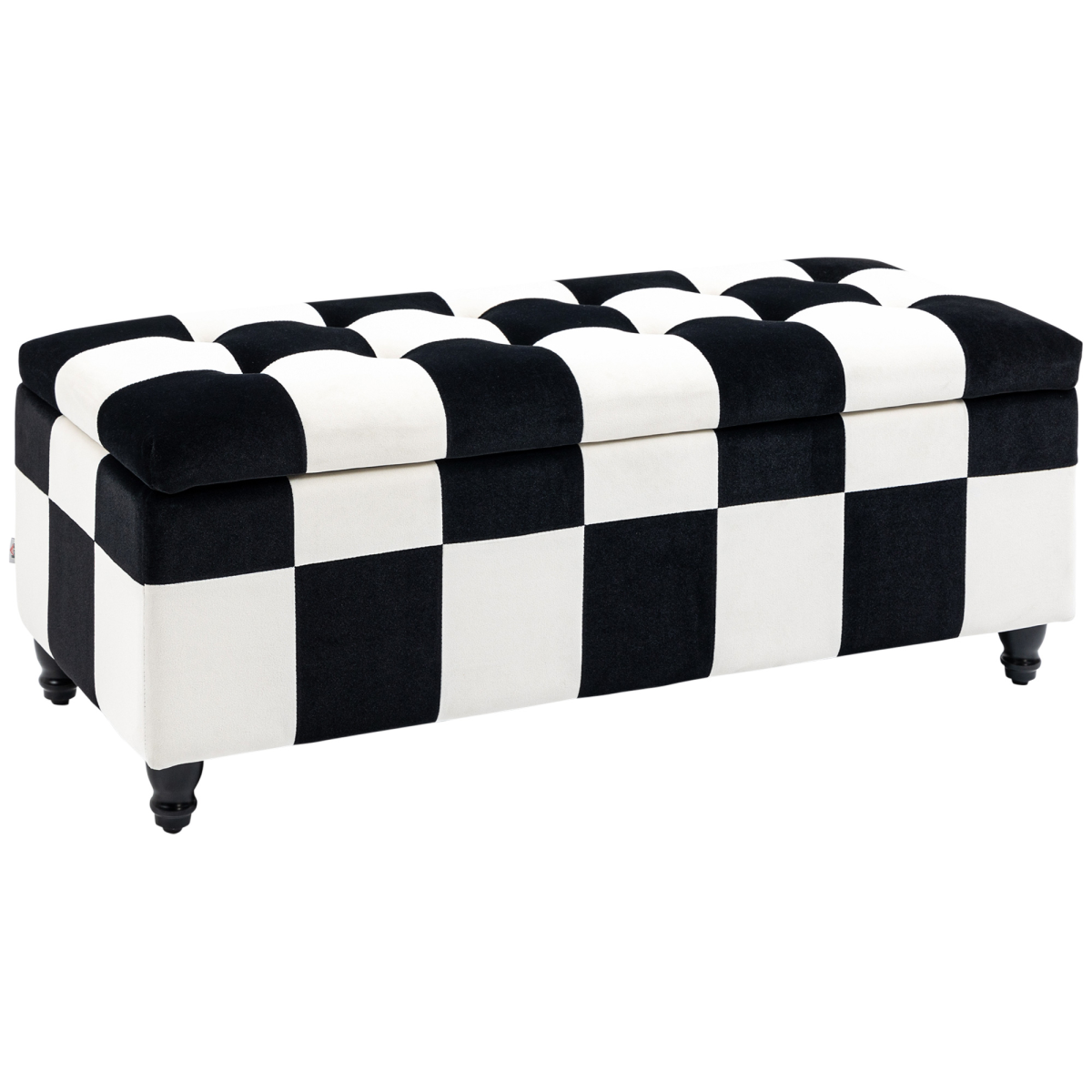 Velvet Storage Ottoman, Button-tufted Footstool Box 114 x 47 x 47cm