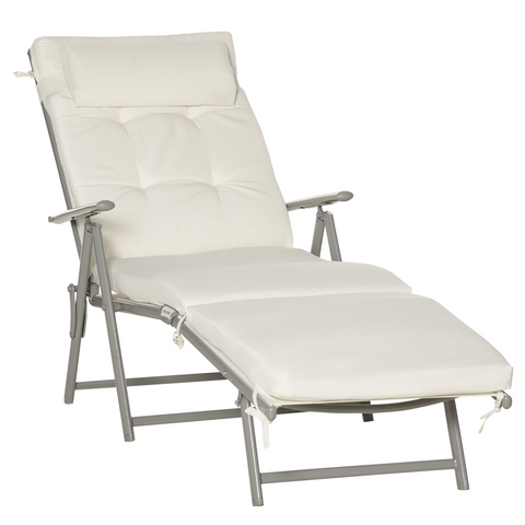 White lounge chair with metal frame on a white background